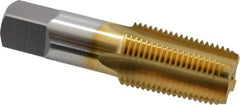 OSG - 1/2-14 NPTF Thread, 4 Flute Standard Pipe Tap - 3-1/8" OAL, 1-3/8" Thread Length, 11/16" Shank Diam, TiN Finish, High Speed Steel - Exact Tool & Supply