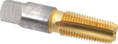 OSG - 1/4-18 NPTF Thread, 4 Flute Standard Pipe Tap - 2-7/16" OAL, 1-1/16" Thread Length, 9/16" Shank Diam, TiN Finish, High Speed Steel - Exact Tool & Supply