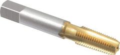 OSG - 1/16-27 NPT Thread, 4 Flute Standard Pipe Tap - 2-1/8" OAL, 11/16" Thread Length, 5/16" Shank Diam, TiN Finish, High Speed Steel - Exact Tool & Supply