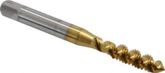 OSG - M6x1.00 Metric Coarse 3 Flute 6H Plug Spiral Flute Tap - High Speed Steel, TiN Finish, 2-1/2" OAL, Right Hand Flute, Right Hand Thread, D5, Series 143 - Exact Tool & Supply