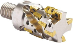 Seco - 1" Cut Diam, 1.65" Max Depth of Cut, 1" Shank Diam, 4-1/2" OAL, Indexable Square Shoulder Helical End Mill - XO.X 10T3 Inserts, Weldon Shank, 90° Lead Angle, Through Coolant, Series Turbo 10 - Exact Tool & Supply