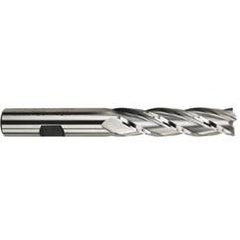 5/8 Dia. x 4-5/8 Overall Length 4-Flute Square End High Speed Steel SE End Mill-Round Shank-Center Cutting -TiN - Exact Tool & Supply