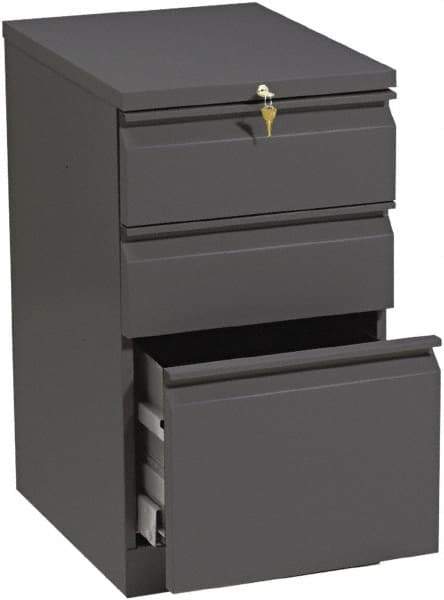 Hon - 15" Wide x 28" High x 19-7/8" Deep, 3 Drawer Pedestal - Steel, Charcoal - Exact Tool & Supply