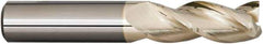 Accupro - 1", 3" LOC, 1" Shank Diam, 6" OAL, 3 Flute, Solid Carbide Square End Mill - Single End, ZrN Finish, Spiral Flute, 37° Helix, Centercutting, Right Hand Cut, Right Hand Flute - Exact Tool & Supply