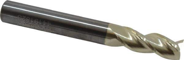 Accupro - 5/16", 13/16" LOC, 5/16" Shank Diam, 2-1/2" OAL, 3 Flute, Solid Carbide Square End Mill - Single End, ZrN Finish, Spiral Flute, 37° Helix, Centercutting, Right Hand Cut, Right Hand Flute - Exact Tool & Supply
