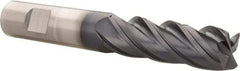 Kennametal - 3/4", 2-1/4" LOC, 3/4" Shank Diam, 5" OAL, 4 Flute, Solid Carbide Square End Mill - Single End, AlTiN Finish, Spiral Flute, 38° Helix, Centercutting, Right Hand Cut, Right Hand Flute, Series HPHV - Exact Tool & Supply