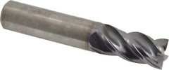 Kennametal - 5/8", 1-1/4" LOC, 5/8" Shank Diam, 3-1/2" OAL, 4 Flute, Solid Carbide Square End Mill - Single End, AlTiN Finish, Spiral Flute, 38° Helix, Centercutting, Right Hand Cut, Right Hand Flute, Series HPHV - Exact Tool & Supply