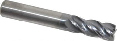Kennametal - 3/8", 7/8" LOC, 3/8" Shank Diam, 2-1/2" OAL, 4 Flute, Solid Carbide Square End Mill - Single End, AlTiN Finish, Spiral Flute, 38° Helix, Centercutting, Right Hand Cut, Right Hand Flute, Series HPHV - Exact Tool & Supply