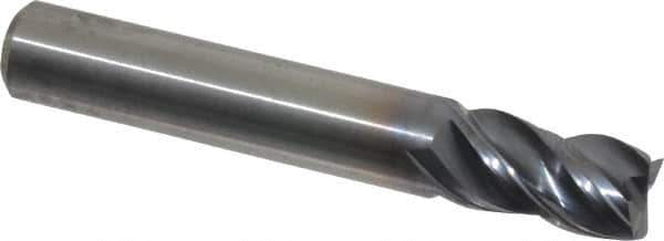 Kennametal - 5/16", 1/2" LOC, 5/16" Shank Diam, 2" OAL, 4 Flute, Solid Carbide Square End Mill - Single End, AlTiN Finish, Spiral Flute, 38° Helix, Centercutting, Right Hand Cut, Right Hand Flute, Series HPHV - Exact Tool & Supply