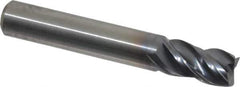 Kennametal - 5/16", 1/2" LOC, 5/16" Shank Diam, 2" OAL, 4 Flute, Solid Carbide Square End Mill - Single End, AlTiN Finish, Spiral Flute, 38° Helix, Centercutting, Right Hand Cut, Right Hand Flute, Series HPHV - Exact Tool & Supply