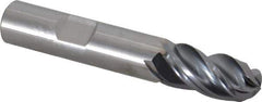Kennametal - 1/2" Diam, 1" LOC, 4 Flute Solid Carbide Ball End Mill - AlTiN Finish, Single End, 3" OAL, 1/2" Shank Diam, Spiral Flute - Exact Tool & Supply