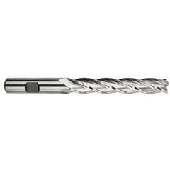 1 Dia. x 8-1/2 Overall Length 4-Flute Square End High Speed Steel SE End Mill-Round Shank-Center Cutting -TiN - Exact Tool & Supply