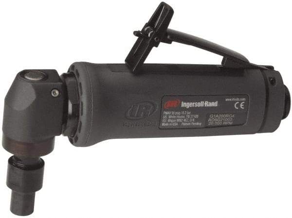 Ingersoll-Rand - 1/4" Collet, Angle Handle, Angle Air Die Grinder - 20,000 RPM, Dual Capable Exhaust, 25 CFM, 0.4 hp - Exact Tool & Supply