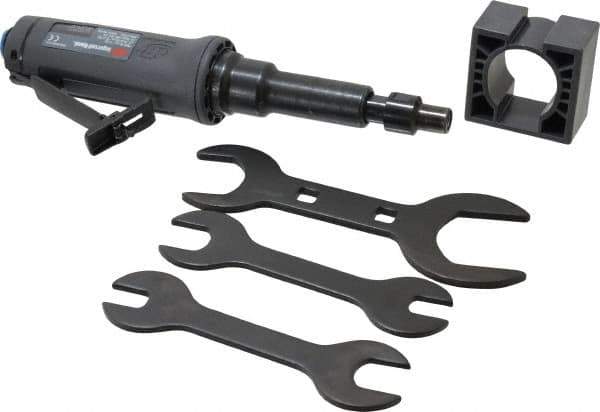 Ingersoll-Rand - 1/4" Collet, Straight Handle, Angle Air Die Grinder - 25,000 RPM, Dual Capable Exhaust, 25 CFM, 0.4 hp, 1/4 NPT - Exact Tool & Supply
