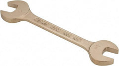 Ampco - 1-1/8" x 1-5/16" Nonsparking Open End Wrench - 12-1/4" OAL, Double End, Plain Finish, 15° Head Angle - Exact Tool & Supply