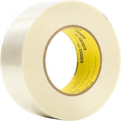 3M - 48mm x 55m Clear Rubber Adhesive Filament Tape - Polypropylene Film Backing, 6.6 mil Thick - Exact Tool & Supply