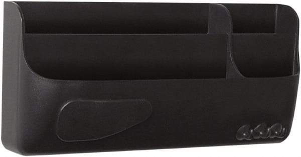 MasterVision - 4 Compartment, 4.33 Inch Wide x 9.45 Inch Deep x 2.17 Inch High, Marker Tray - Plastic, Black - Exact Tool & Supply