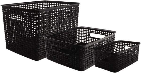 ADVANTUS - 1 Compartment, 13-5/8 Inch Wide x 10-3/4 Inch Deep x 9 Inch High, File Storage Box - Plastic, Black - Exact Tool & Supply