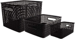 ADVANTUS - 1 Compartment, 13-5/8 Inch Wide x 10-3/4 Inch Deep x 9 Inch High, File Storage Box - Plastic, Black - Exact Tool & Supply