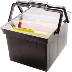 ADVANTUS - 1 Compartment, 17 Inch Wide x 14 Inch Deep x 10-7/8 Inch High, Portable File Box - Plastic, Black - Exact Tool & Supply