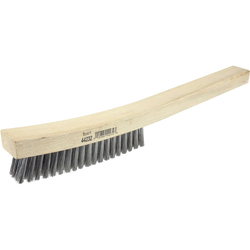 Plater's Brush, Stainless Steel Fill, 4 × 19 Rows, Curved Handle - Exact Tool & Supply