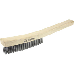 Plater's Brush, Stainless Steel Fill, 4 × 19 Rows, Curved Handle - Exact Tool & Supply