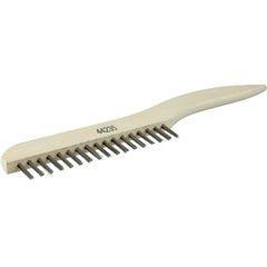Hand Wire Scratch Brush, .012 Stainless Fill, Shoe Handle, 1 × 17 Rows - Exact Tool & Supply