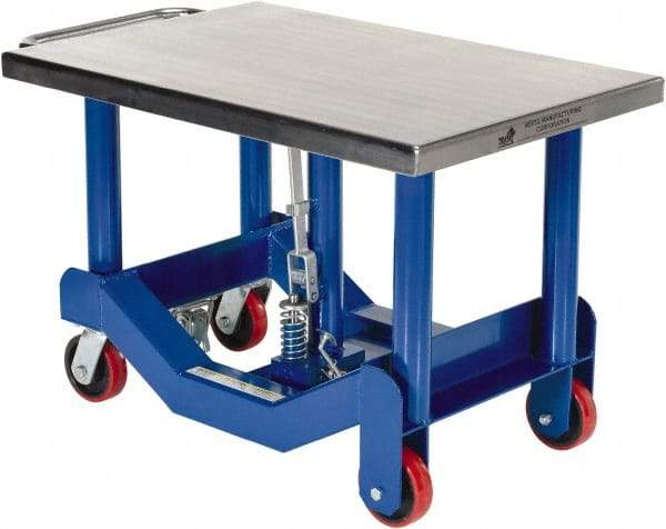 Vestil - 4,000 Lb Capacity Manual Post Lift Table - 25" to 37" Lift Height, 36" Platform Length x 24" Platform Width - Exact Tool & Supply