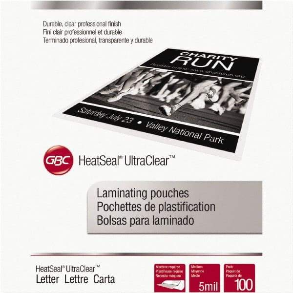 Swingline - 100 Piece, 5mm Thick, Letter Size - Gloss Finish Pouch - 9" Wide x 11" High - Exact Tool & Supply