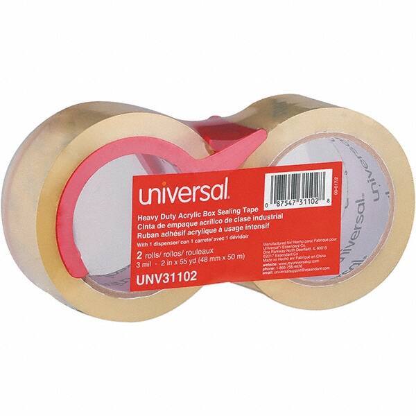Universal One - 48mm Wide x 3mm Thick x 50m Long, 31102 Box Sealing & Label Protection Tape - Clear - Exact Tool & Supply