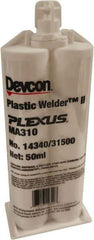 Plexus - 50 mL Cartridge Two Part Acrylic Adhesive - 15 to 18 min Working Time, 60°F to 95°F, 4,500 psi Shear Strength - Exact Tool & Supply