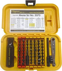 Chapman - 56 Piece, Screwdriver 1/4" Bit Ratchet Bit Set - #1 to #4 Phillips, 0.05 to 5/16" Hex, T6 to T30 Torx - Exact Tool & Supply