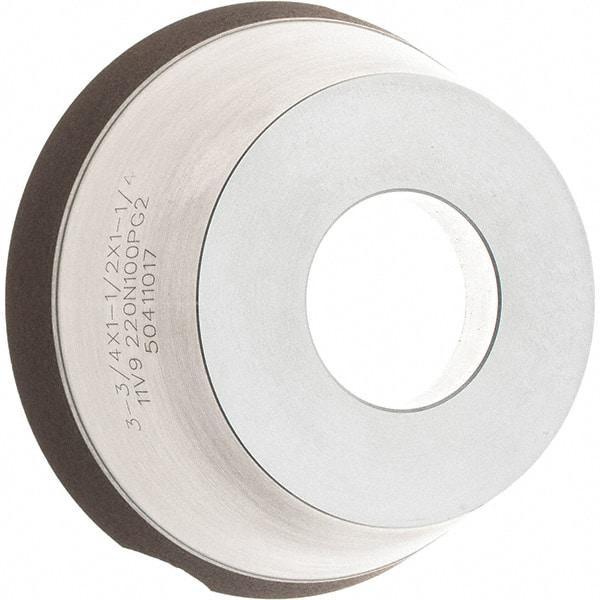 Tru-Maxx - 95mm Diam, 1-1/4" Hole Size, 1" Overall Thickness, 220 Grit, Type 11V9, Tool & Cutter Grinding Wheel - Very Fine Grade, Diamond - Exact Tool & Supply