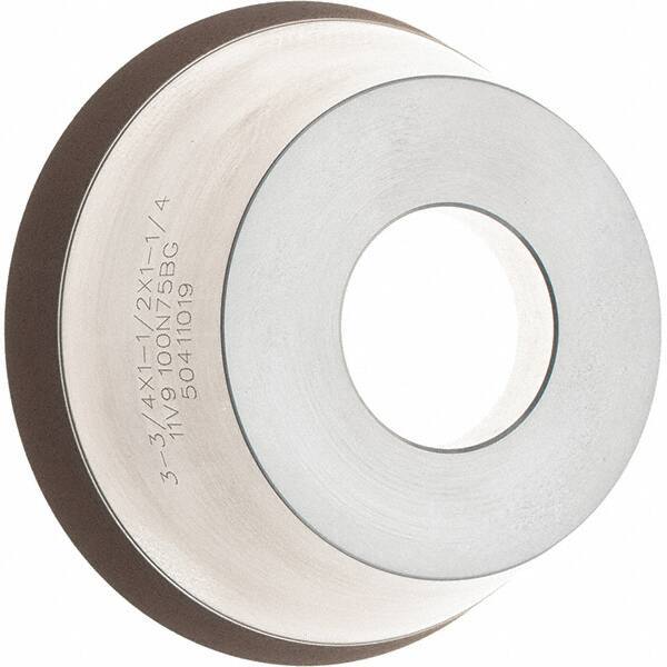 Tru-Maxx - 95mm Diam, 1-1/4" Hole Size, 1" Overall Thickness, 100 Grit, Type 11V9, Tool & Cutter Grinding Wheel - Fine Grade, Diamond - Exact Tool & Supply