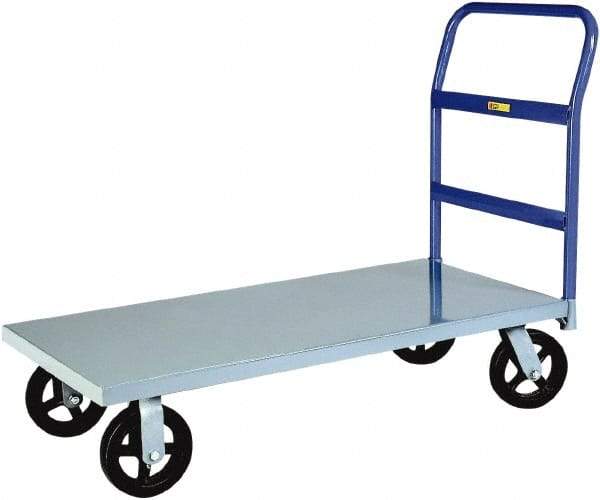 Little Giant - 2,000 Lb Capacity Steel Platform Truck - Steel Deck, 30" OAW, 60" Platform Length x 9" Platform Height, Mold On Rubber Casters - Exact Tool & Supply
