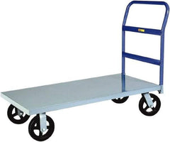 Little Giant - 2,400 Lb Capacity Steel Platform Truck - Steel Deck, 24" OAW, 36" Platform Length x 11" Platform Height, Mold-On Rubber Casters - Exact Tool & Supply