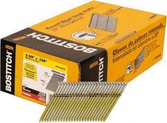 Stanley Bostitch - 11 Gauge 0.12" Shank Diam 2-3/8" Long Framing Nails for Power Nailers - Steel, Galvanized Finish, Smooth Shank, Angled Stick Wire Collation, Round Head, Diamond Point - Exact Tool & Supply
