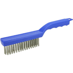 Hand Wire Scratch Brush, .012 Stainless Steel Fill, 4 × 16 Rows, Plastic Block - Exact Tool & Supply