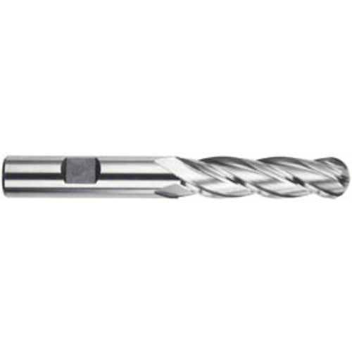 ‎3/8″ Dia. × 3/8″ Shank × 1-1/2″ DOC × 3-1/4″ OAL, HSS 4 Flute, 30° Helix, Ballnose End Mill Series/List #4555 - Exact Tool & Supply