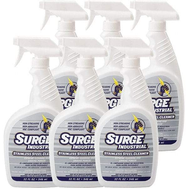 Surge Industrial - 32 fl oz Liquid Stainless Steel Cleaner - Unscented, Spray Bottle Container - Exact Tool & Supply