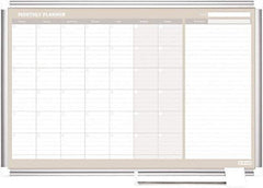 MasterVision - 24" High x 36" Wide Painted Metal Magnetic Dry Erase Calendar - Steel, 42.32" Deep, Includes Mounting Kit - Exact Tool & Supply