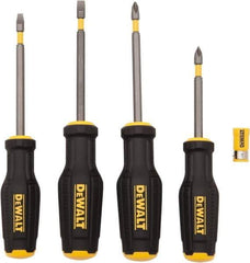 DeWALT - 4 Piece Phillips & Slotted Screwdriver Set - Ergonomic Handle, Blade Sizes: Length 3 to 4, Width 3/16 & 1/4, Bit Sizes: Philips #1 to #2 - Exact Tool & Supply