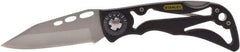 Stanley - 3-1/4" Blade, 7-1/4" OAL, Skeleton Frame Folding Knife - 4-1/4" Closed Length, Metal, 1 Blade, 1 Edge, Skeleton Frame - Exact Tool & Supply