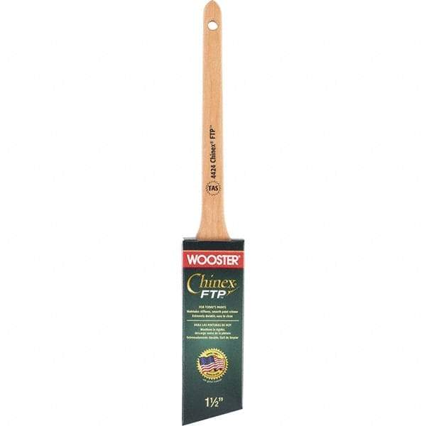Wooster Brush - 1-1/2" Angled Synthetic Angular Brush - 2-3/16" Bristle Length, 7-1/8" Maple Handle - Exact Tool & Supply
