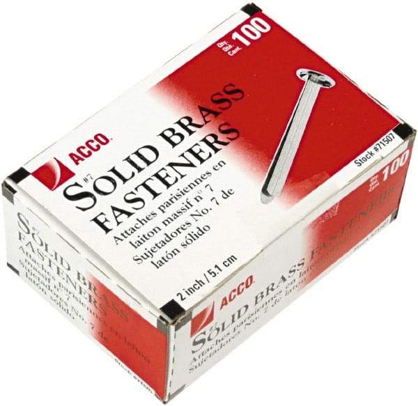 ACCO - 100 Piece Paper File Fasteners - 2" Long - Exact Tool & Supply