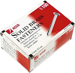 ACCO - 100 Piece Paper File Fasteners - 2" Long - Exact Tool & Supply