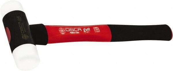 Osca - 8 oz Head 1-19/64" Face Diam Iron Soft Face Dead Blow Hammer with Tips - 12" OAL, Aluminum Alloy Handle with Rubber Grips - Exact Tool & Supply