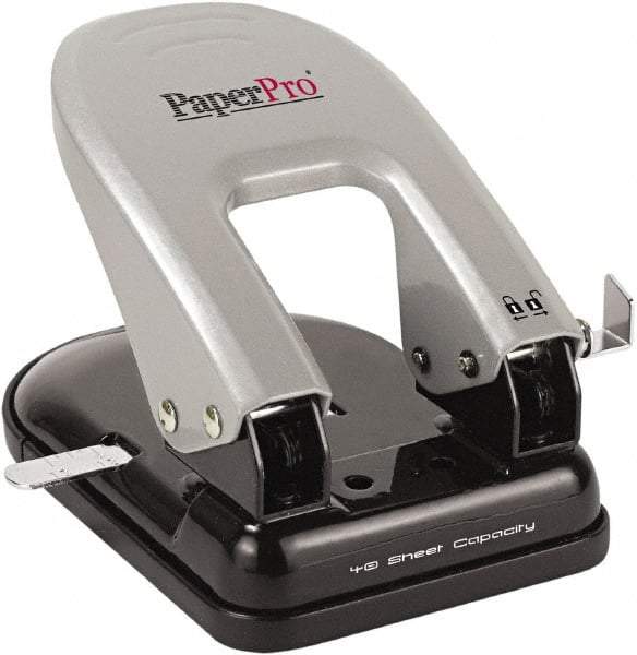 PaperPro - Paper Punches Type: 40 Sheet Manual Two Hole Punch Color: Black/Silver - Exact Tool & Supply