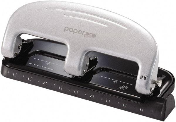 PaperPro - Paper Punches Type: 20 Sheet Manual Three Hole Punch Color: Black/Silver - Exact Tool & Supply