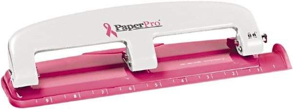 PaperPro - Paper Punches Type: 12 Sheet Manual Three Hole Punch Color: Pink - Exact Tool & Supply